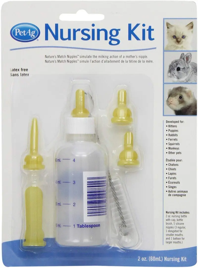 Set de lactancia compleot Petag y reemplazo de pezones para cachorros y animales pequeños, Negro