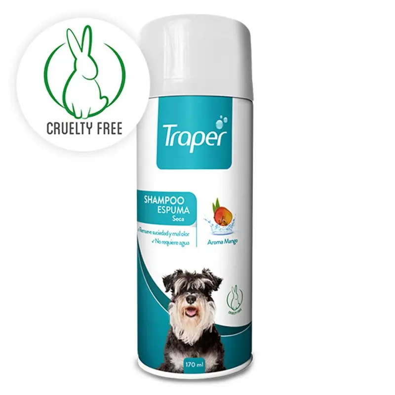 Shampoo Traper Espuma Seca Perro 170 Cc