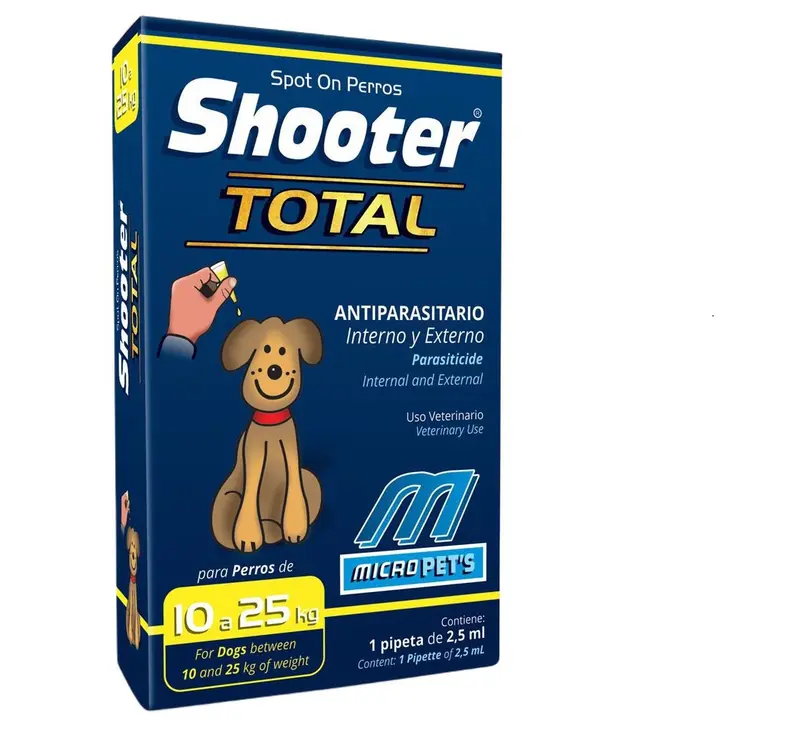 Shooter Total Perros 10-25 kg ( Pipeta parásitos internos - externos)