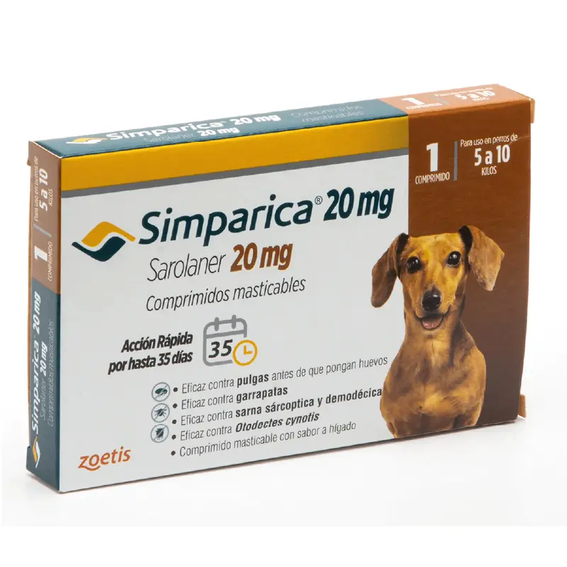 Simparica 20 mg (5 a 10 kg) en 1 comprimido