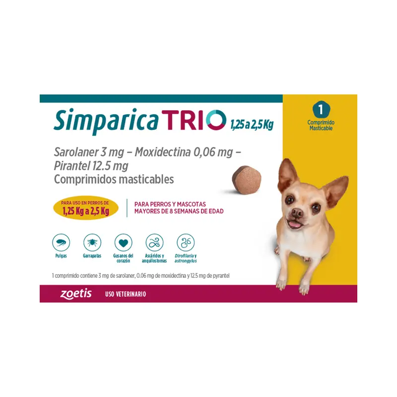 Simparica Masticable TRIO 1,25-2,5kg (1 Comp)