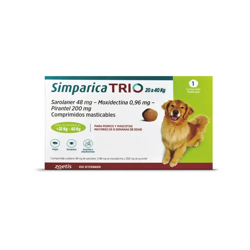 Simparica Trio (20 a 40 kg) en 1 comprimido