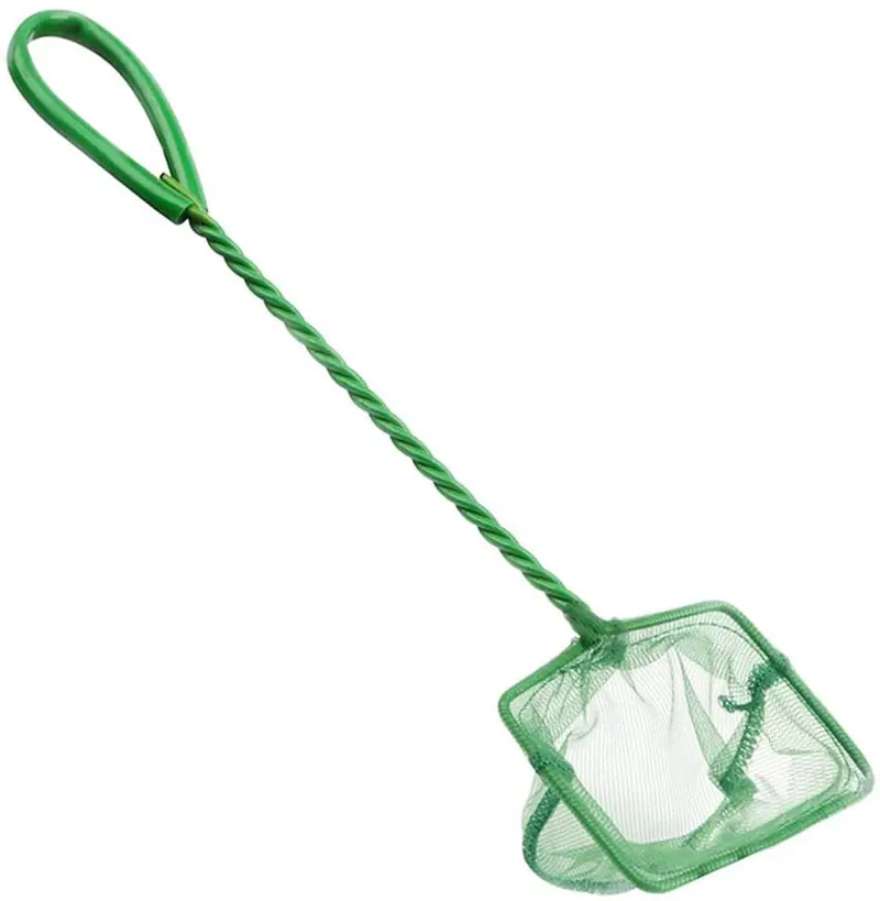 slson 4 inch peces de acuario Net malla fina redes nylon rápida Catch Red con mango de 10" para tanques de peces, verde