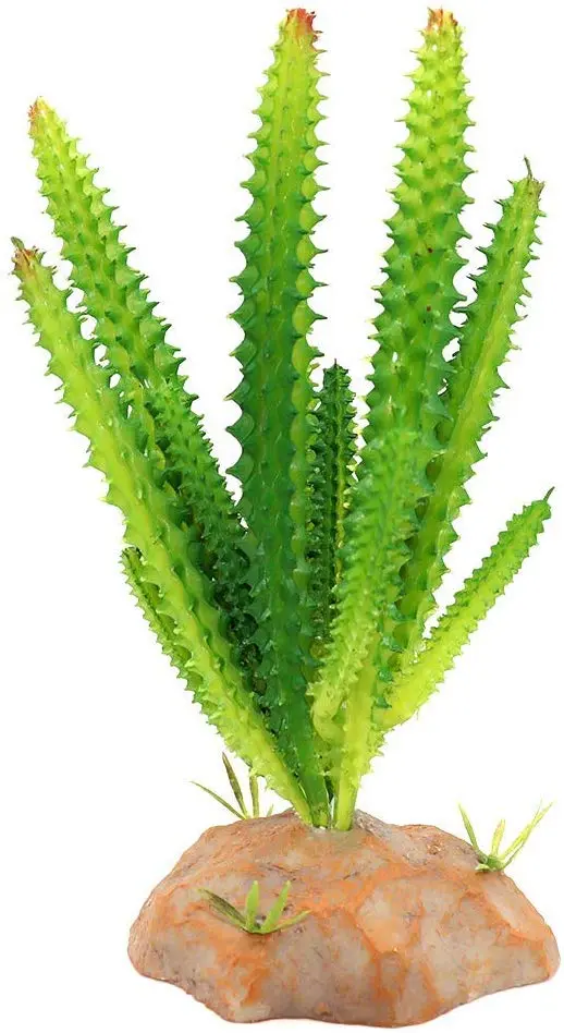 SLSON - Adorno para plantas de reptiles, decoración de terrario, cactus de plástico, para decoración de plantas de Lizard Gecko
