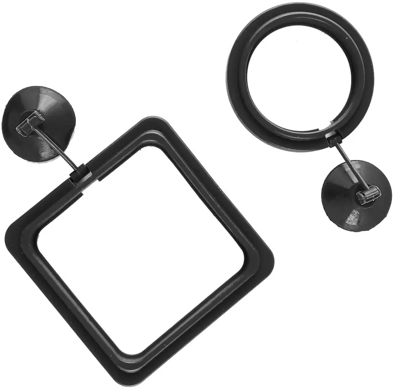 SLSON - Anillo de alimentación para peces, para acuario, alimentador flotante de alimentos, cuadrado, redondo, ventosa, juego de 2 unidades, color negro