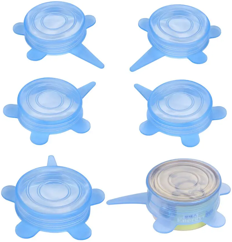 SLSON - Juego de 6 tapas de silicona universales para comida de mascotas, 1 Fit 3, sin BPA, para perros y gatos, color azul