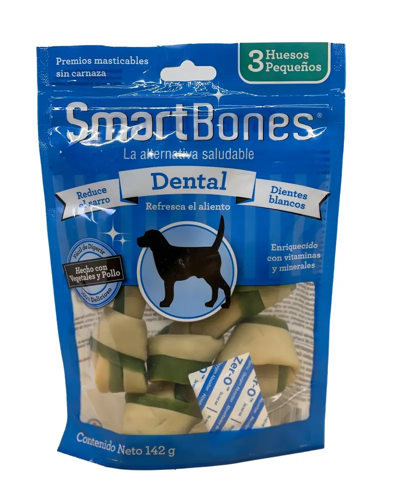 SmartBones Huesos Chicos Dentales 3 pz - Premios Tipo Carnaza pero Saludables