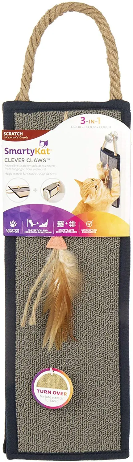 SmartyKat – Rascador para mascotas – Triple panel plegable colgante, multicolor