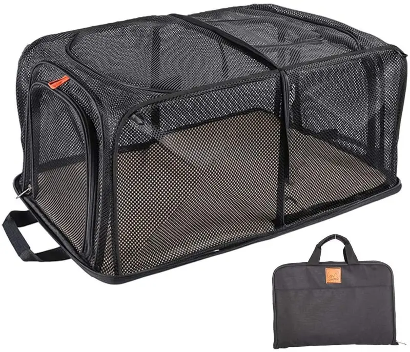 SMONT - Caja plegable para mascotas de lados suaves para gatos medianos, perros pequeños y conejos, transportador de viaje para mascotas, casa para mascotas para interior y exterior