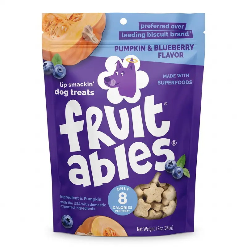 Snack de fruta para perros calabaza y mora 12Oz