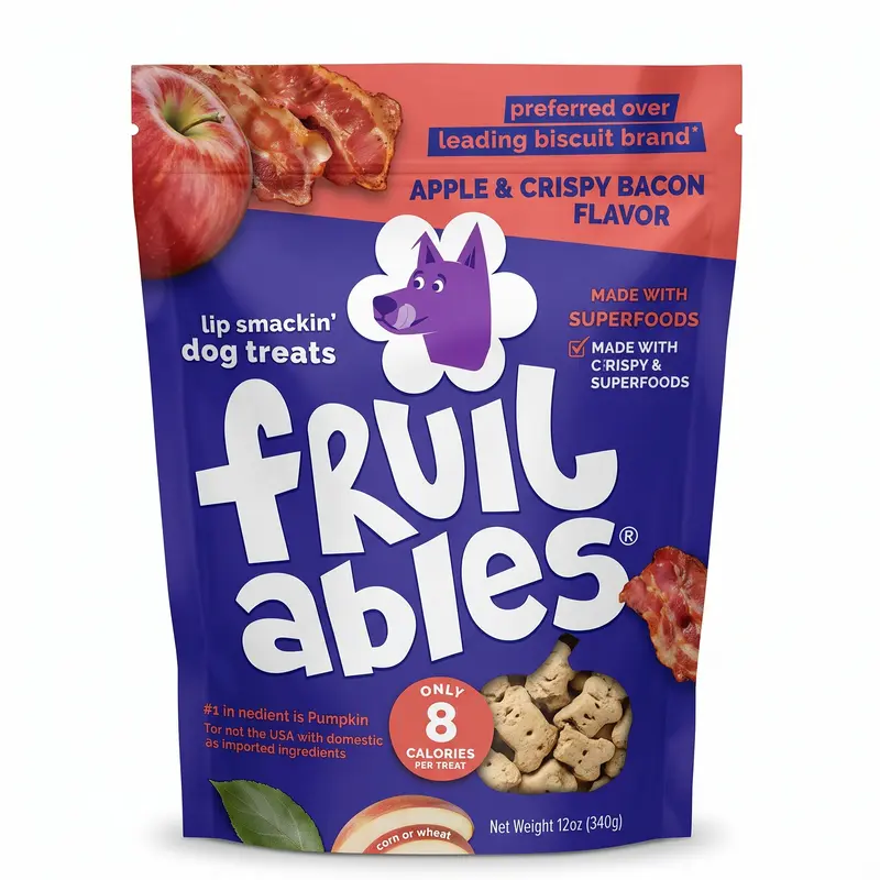 Snack de frutas crunch para perros manzana y tocino 12Oz