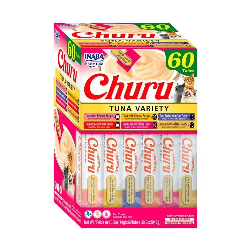 Snack Para Gato Cat Churu Box Tuna 60 Piezas Surtidas
