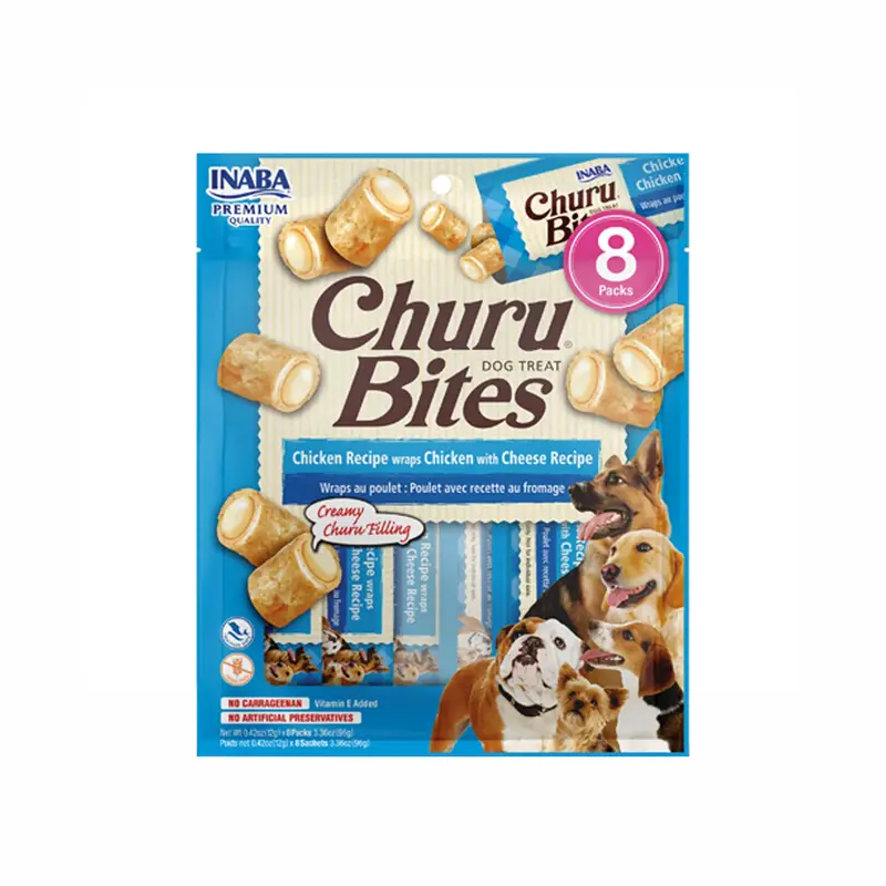 Snack Para Perro Churu Bites A Pollo Y Queso X 8 Und