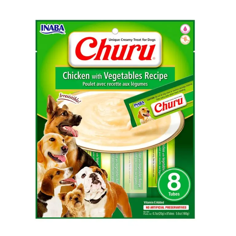 Snack Para Perro Churu Sabor Pollo Y Vegetales 8 Und