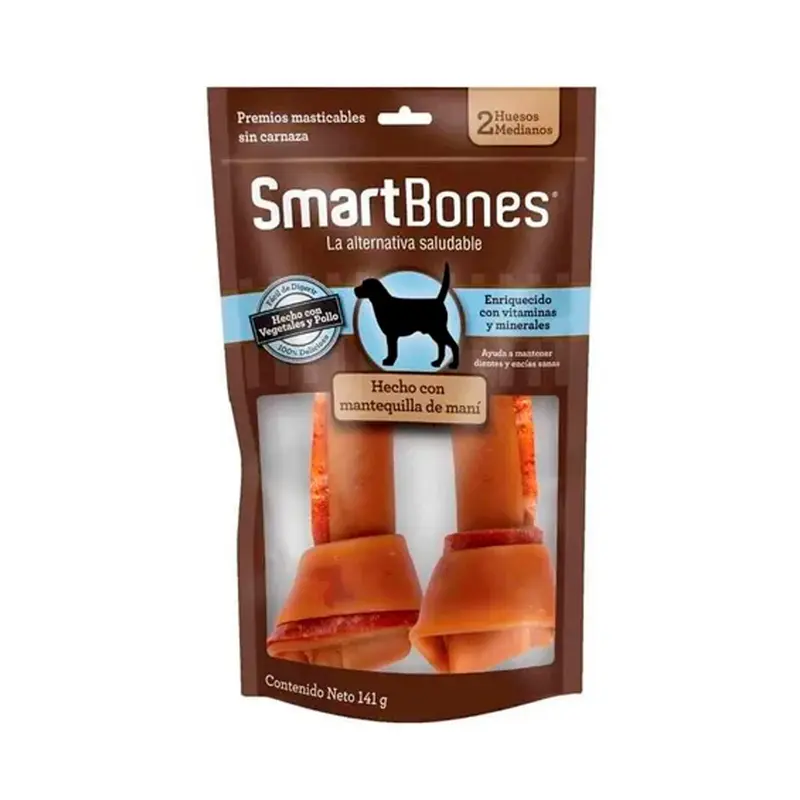 Snack Para Perro Smartbones Mantequilla Mani  (2 Huesos) 141 Gr