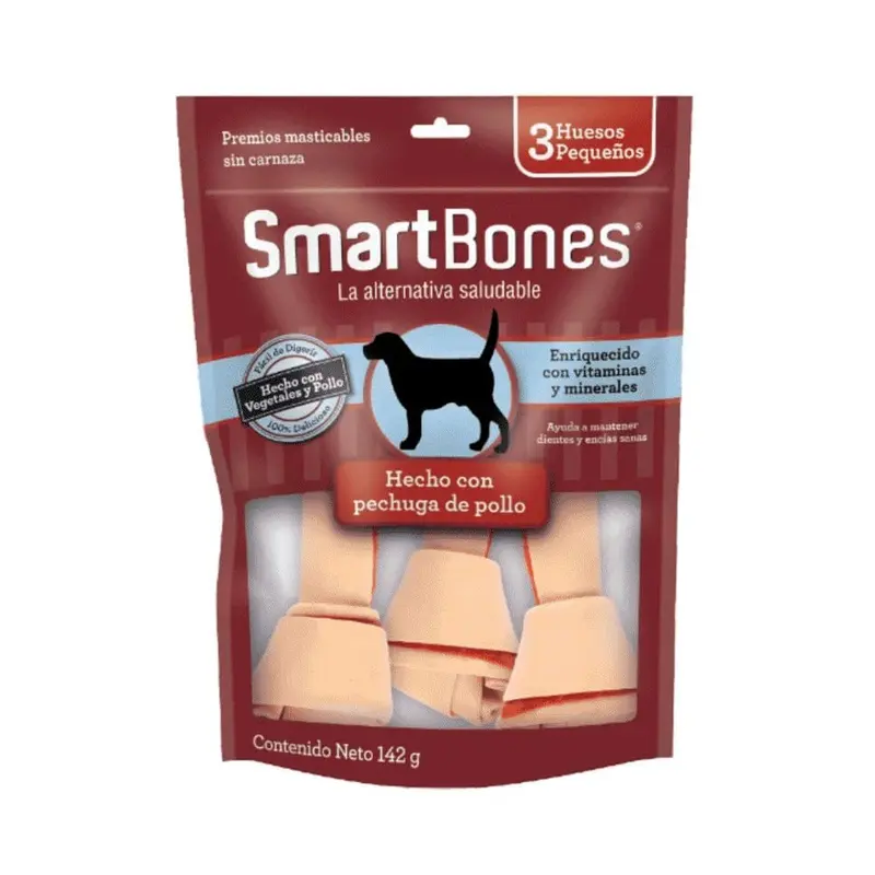 Snack Para Perro Smartbones Pollo 3 Huesos Pequeños 142 Grs