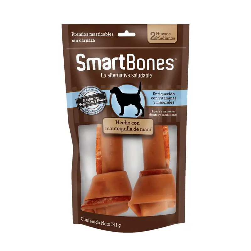 Snack Smartbones Mantequilla de Maní Mediano 2 unidades