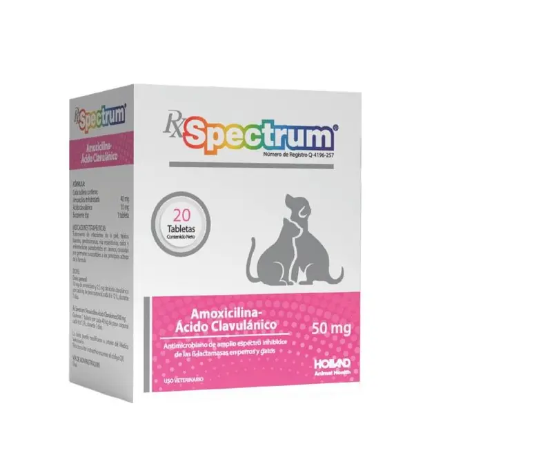 Spectrum® Amoxicilina y Ácido Clavulánico 50 mg 20 tabletas