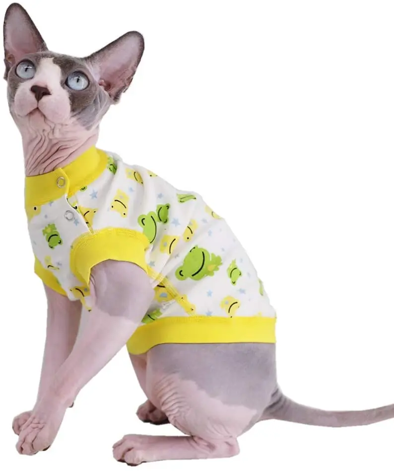 Sphynx - Camisetas de algodón para mascotas con cuello redondo, sin mangas, para gatos y perros pequeños