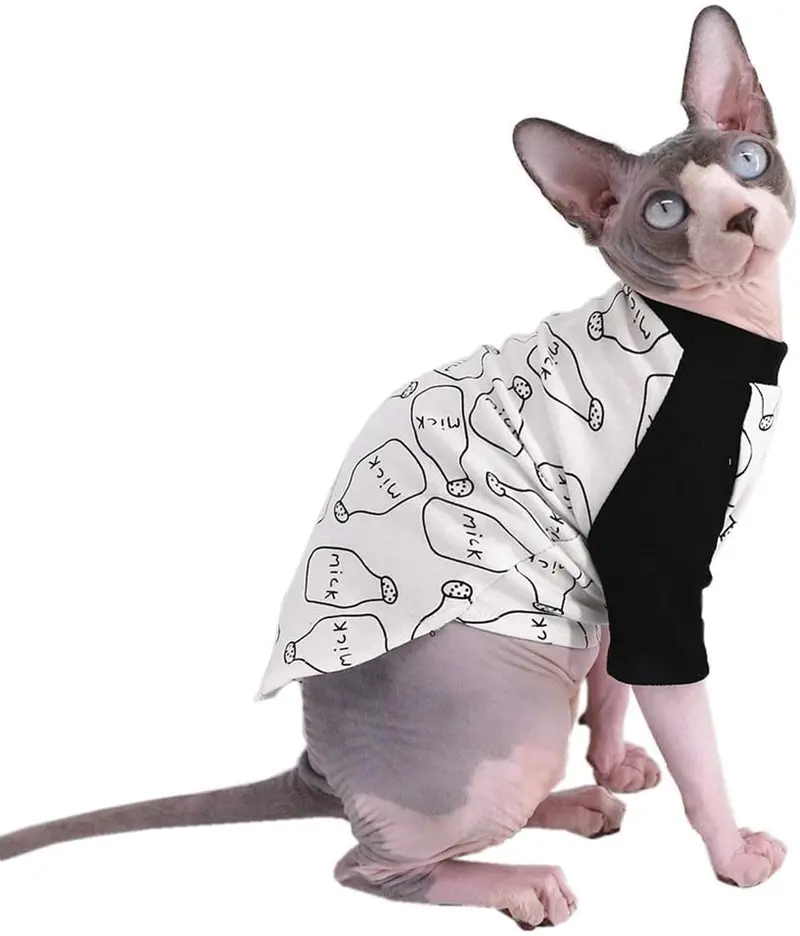 Sphynx - Camisetas de algodón para mascotas con diseño de gato sin pelo, transpirable, para verano