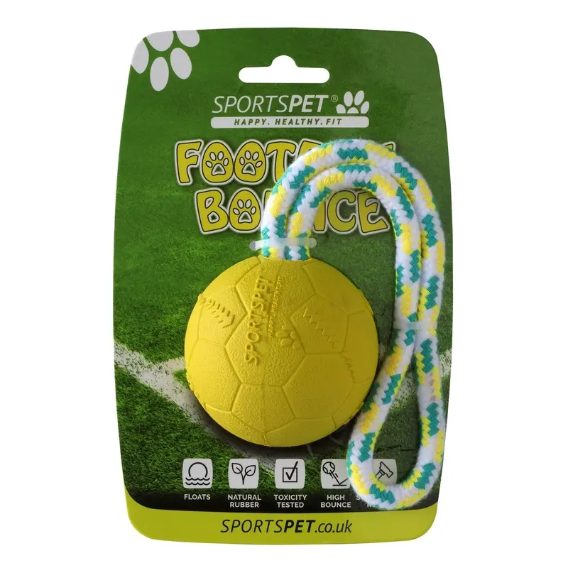 Sportspet Futbol con cuerda y rebote Amarilla M-65 mm