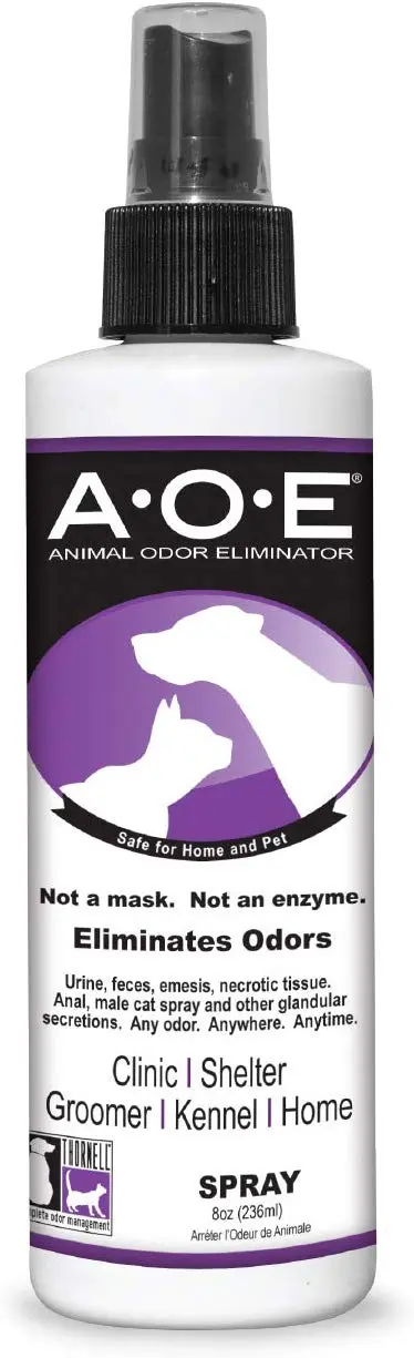 Spray eliminador de olores de animales de A.O.E, limpiador y desodorizante para mascotas y orina para uso directo en perros y gatos
