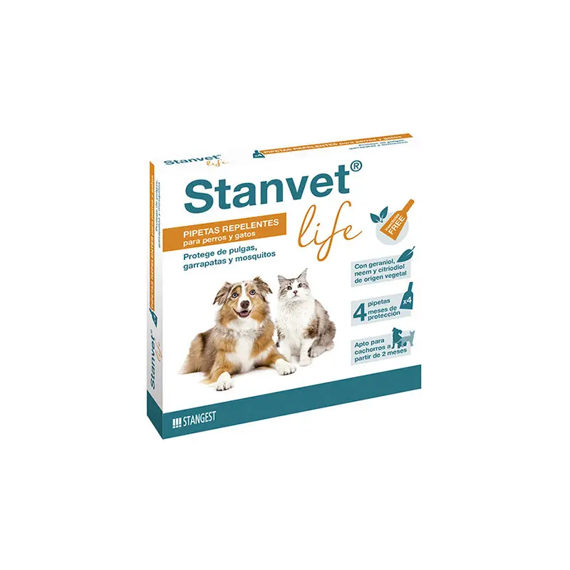 Stanvet Life 4 Pipetas | Repelente Natural Antiparasitario para Perros