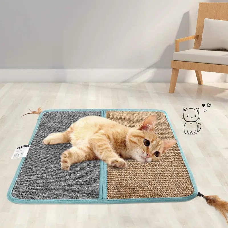 Starryfield - Alfombrilla rascadora para gatos, sisal natural, para gatos, garras y rascadores, para muebles de protección, juguetes para gatos