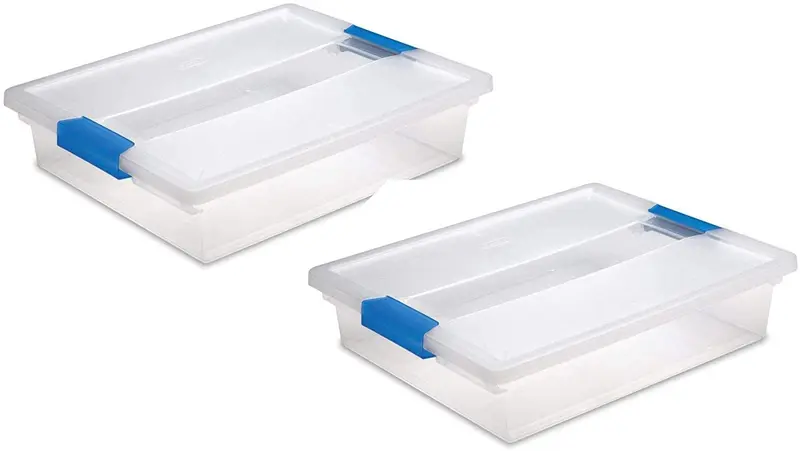 STERILITE - Caja de clip grande, transparente con cierre azul para acuario, 2 unidades