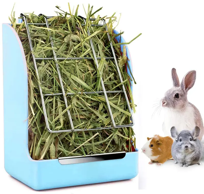 STKYGOOD - Comedero para conejos, conejos, conejos, conejillos de indias, heno, comedero de heno con chinchilla de plástico