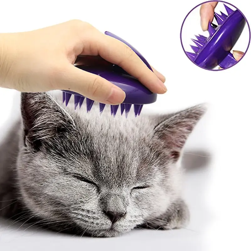 [Suave Silicona pines] celemoon Ultra suave silicona lavable masajes de gatos/cepillo para polvo de baño – seguro y sin arañazos – color morado...