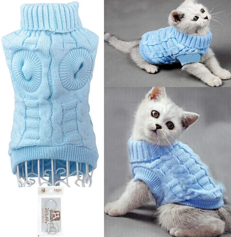 Suéter tejido cuello de tortuga Bro'Bear para perros y gatos pequeños.