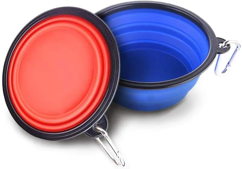 SunGrow Collapsible, Portable Pet Travel Bowl, Food, Water Feeder for Camping, Hiking, Journey, Food-Grade, BPA-Free, Carabiner Clip for Easy Storage, Feed Dog/cat Anytime, Anywhere