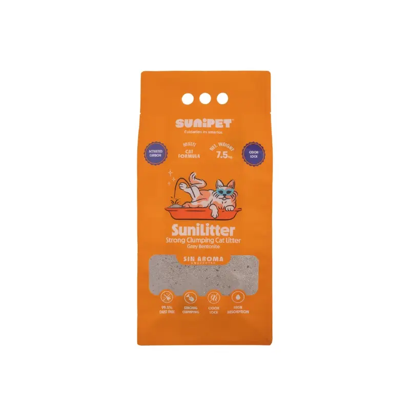 Sunilitter Arena Sanitaria Aglutinante Con Carbón Activado Sin Aroma 7,5 kg