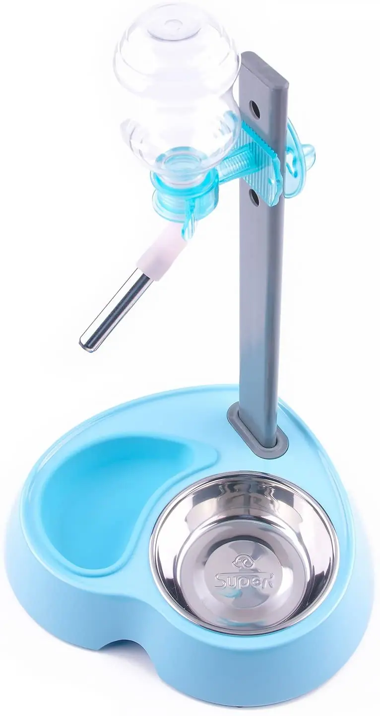 Super Design - Dispensador de alimentadores automáticos multifuncional, dispensador de agua de control de porciones para perros y gatos, sin desorden, no más barba