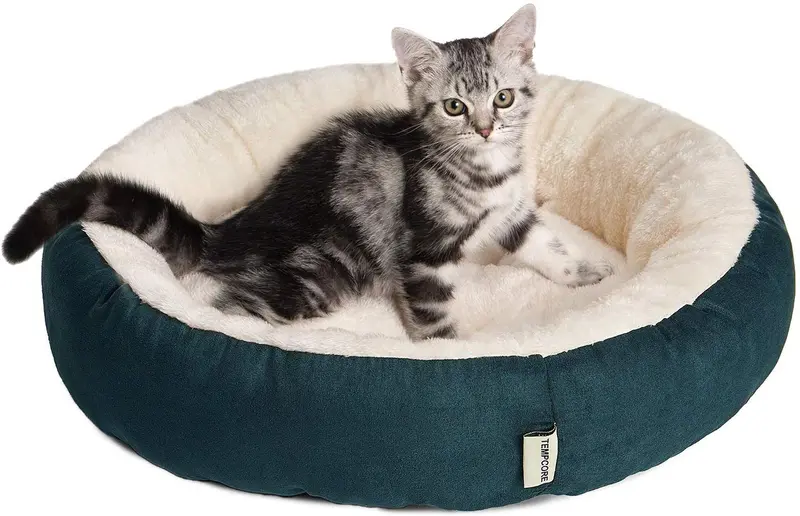 Tempcore Cama para gatos de interior, lavable a máquina, cama para gatos de 20 pulgadas para gatos o perros pequeños, antideslizante y parte inferior resistente al agua