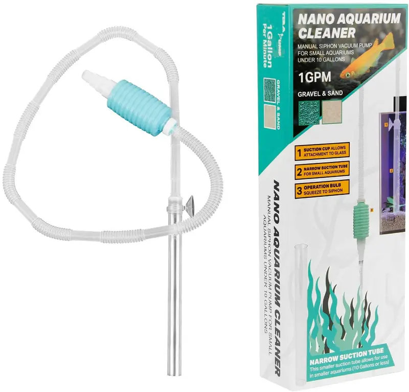 TERAPUMP - Boquilla larga para limpiar acuarios y estanques de peces, cambiador de agua, controlador de flujo sin BPA
