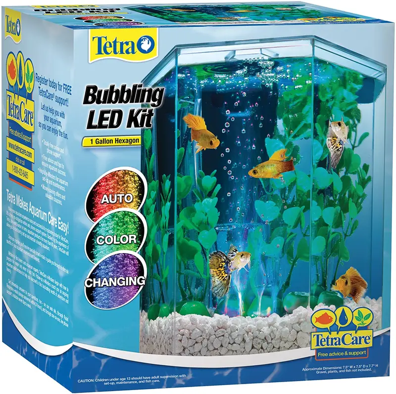 Tetra 29040 Kit de acuario hexagonal con burbujero LED, 1 galón