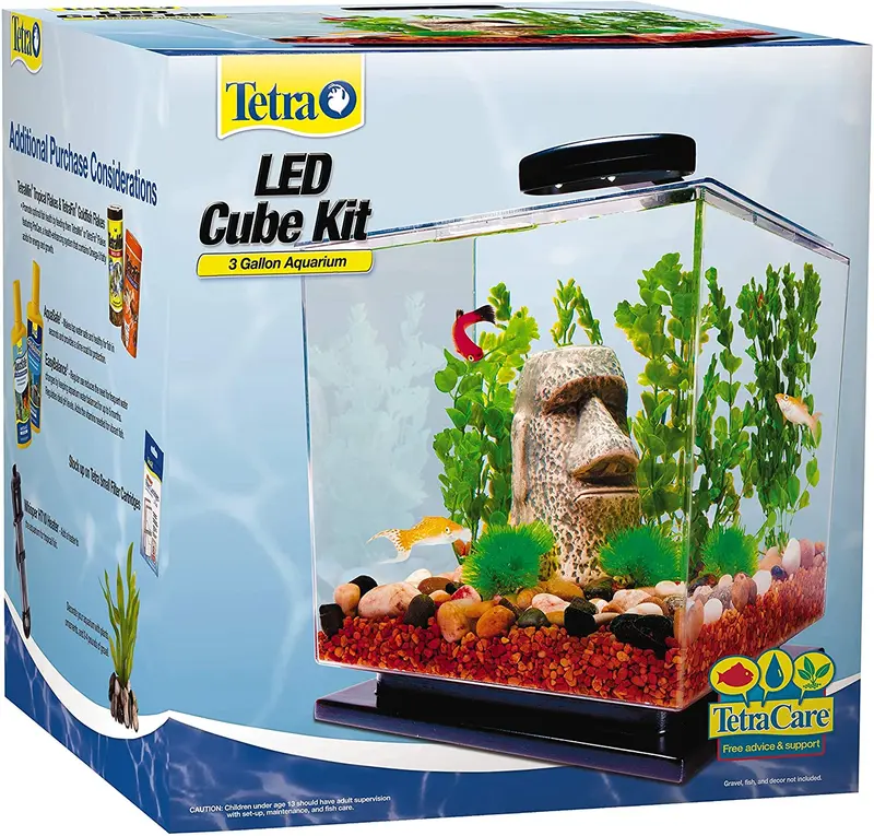 Tetra GloFish 3 Gallon Aquarium Kit Fish Tank with LED Lighting and Filtration Included
