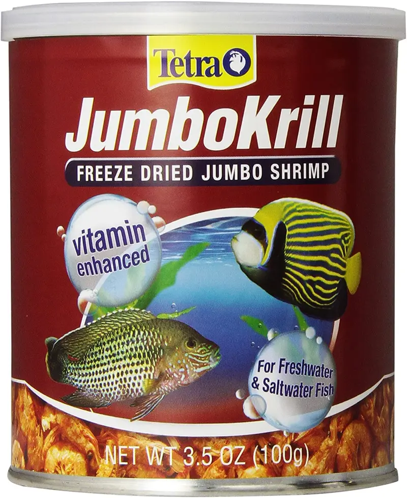 Tetra JumboKrill - Camarón jumbo, secado congelado, 3.5 onzas, natural para peces de acuario