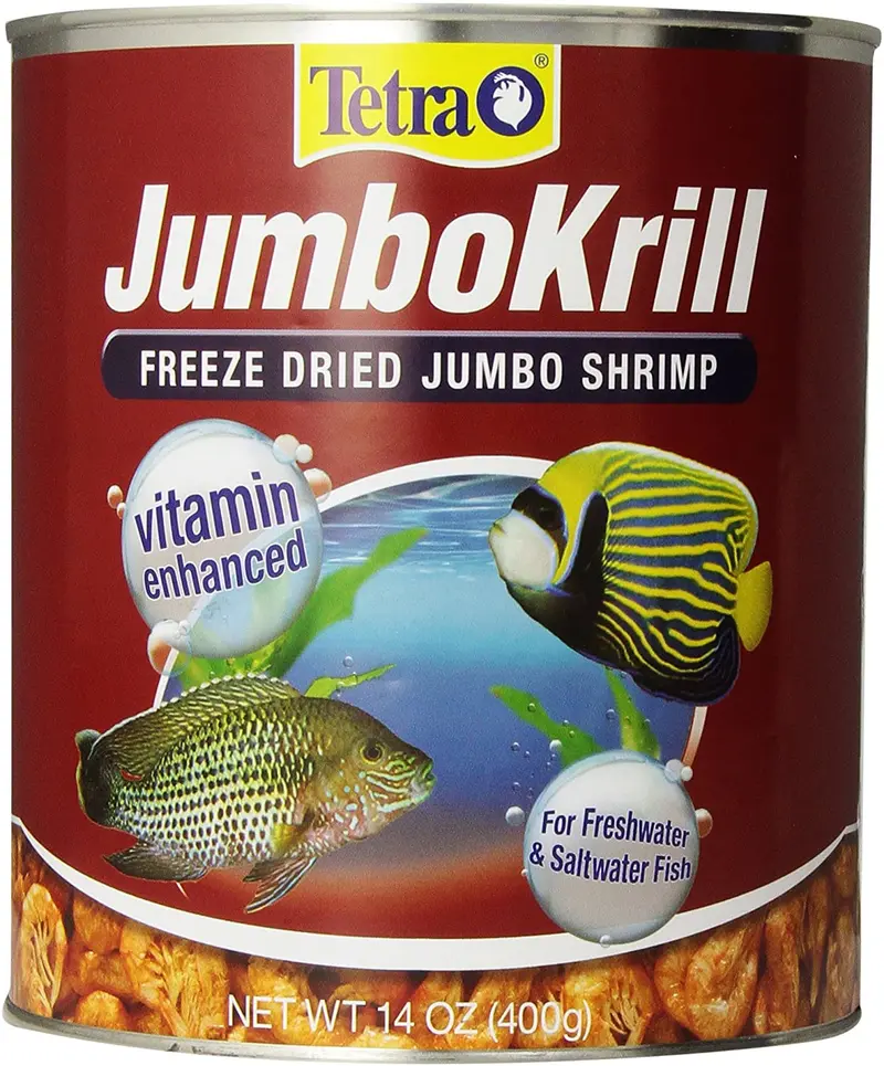 Tetra JumboKrill - Camarón jumbo secado en congelación, 14 onzas, golosina de camarón natural para peces de acuario