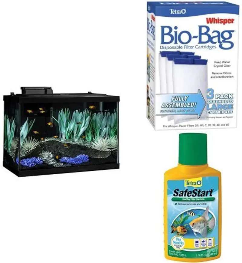 Tetra kit completo de acuario de 20 galones con calentador de filtro LED y plantas