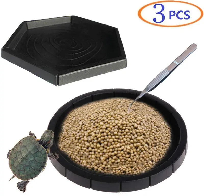 Tfwadmx Reptile plato de alimentación, tortuga alimentador de alimentos recipiente de agua con pinzas para dragón barbudo serpiente lagarto