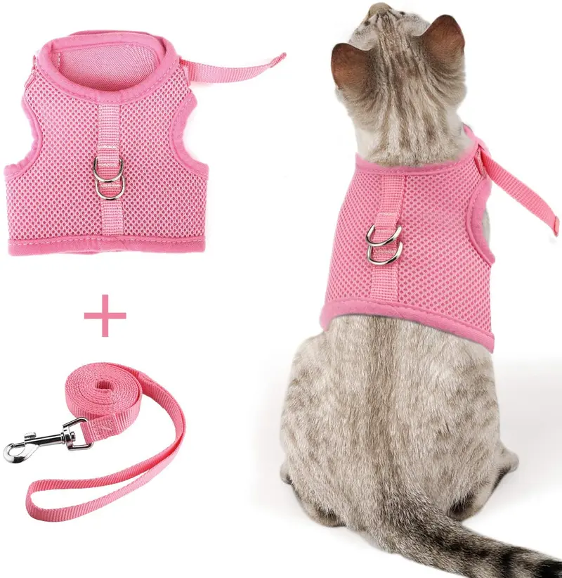 The Creativehome Arnés para cachorro de gato con correa, a prueba de escape, ajustable, transpirable, suave malla de aire, arnés para caminar al aire libre