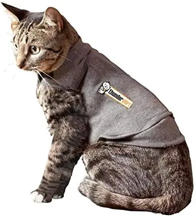 Thundershirt Classic Cat Anxiety Jacket | Vet Recommended Calming Solution Vest for Fireworks, Thunder, Travel, Separation (Heather Gray)