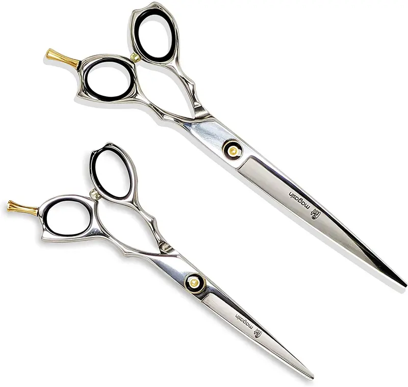 Tijeras de peluquería para mascotas (paquete de 2) hechas de acero inoxidable japonés, ligeras, fuertes y duraderas.