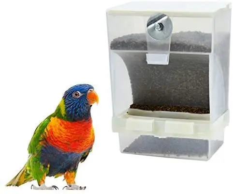 Timoo - Comedero para pájaros para jaula, automático, accesorios de jaula para comederos de periquitos, carga de 14 onzas