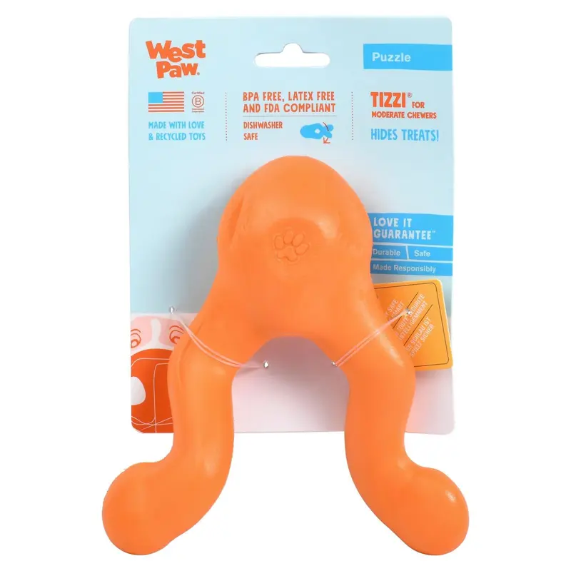 TIZZI de West Paw® color Naranja - Juguete Escondite de Premios para Perros