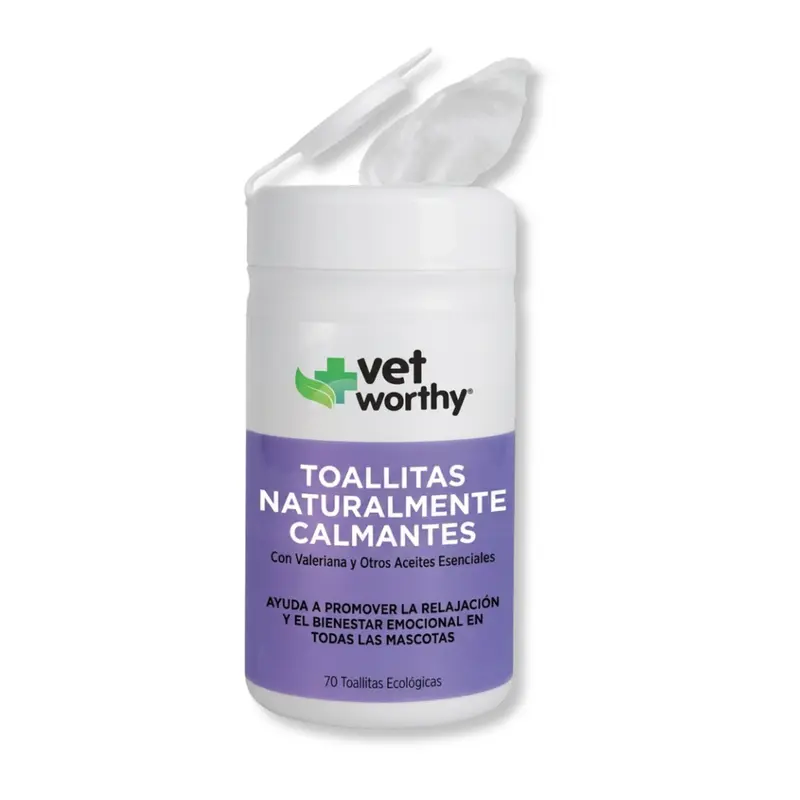 Toallitas Calmantes de Vet Worthy® – Con Valeriana y Vetiver para Perros y Gatos