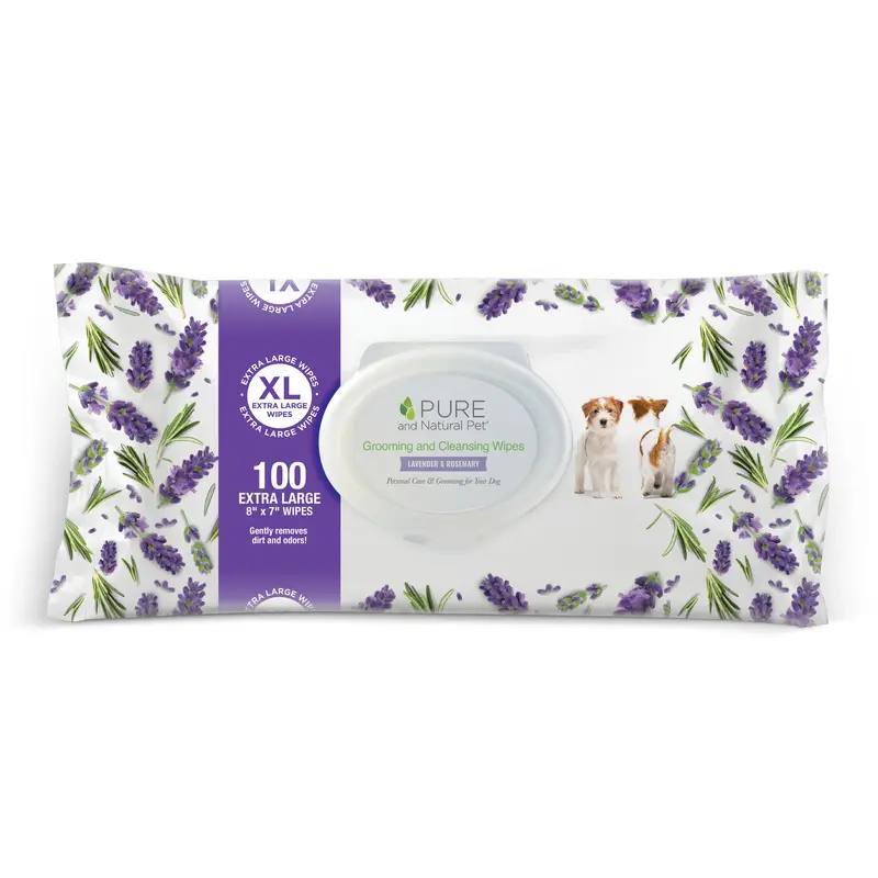 Toallitas de Limpieza y Aseo con Lavanda y Romero para Perros y Gatos - 100 Unidades | Pure and Natural Pet